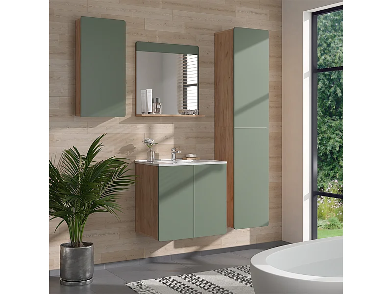 Meubles bain force dor chêne/vert 61.8x44.8x57.8 izan