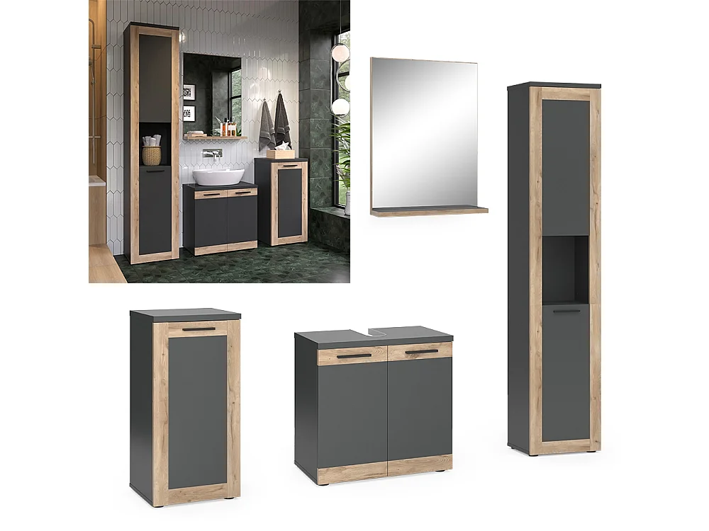 Badkamermeubelset antraciet 60x34.3x59.1 niko
