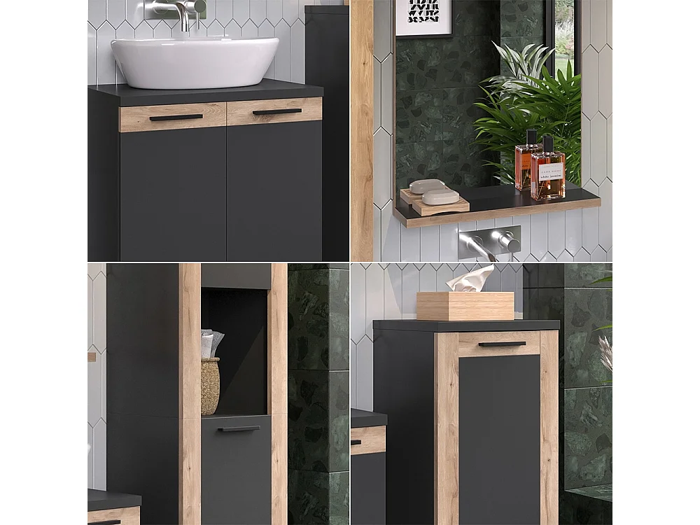 Badkamermeubelset antraciet 60x34.3x59.1 niko