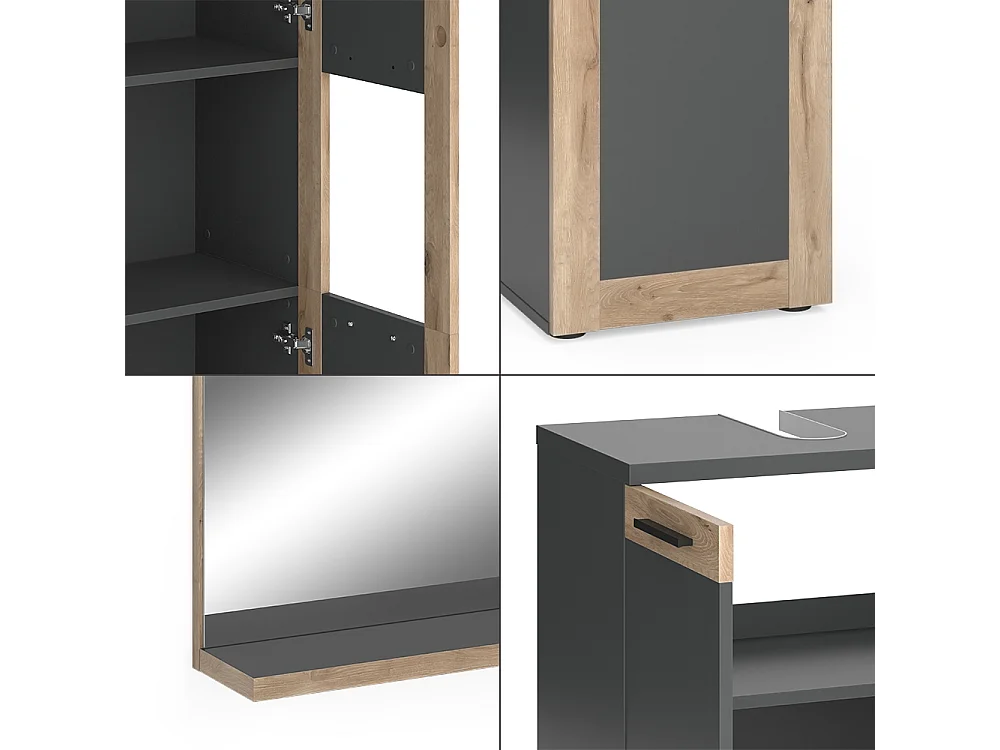 Badkamermeubelset antraciet 60x34.3x59.1 niko