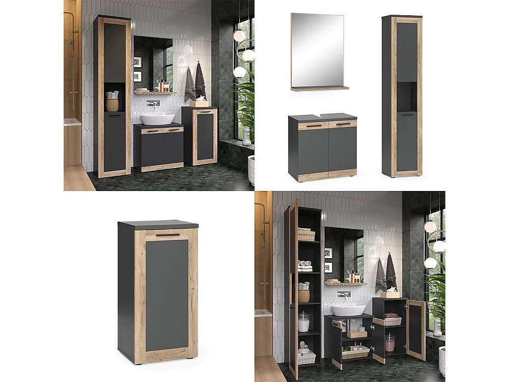 Badkamermeubelset antraciet 60x34.3x59.1 niko