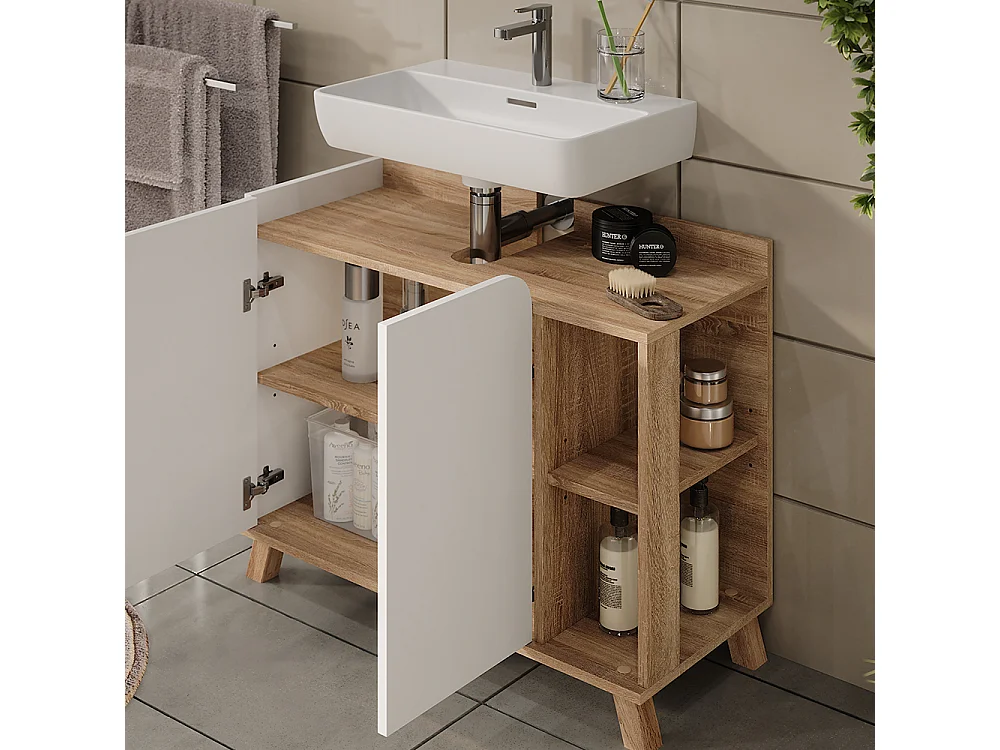 Set di mobili da bagno sonoma/bianco 80x35x65 karen