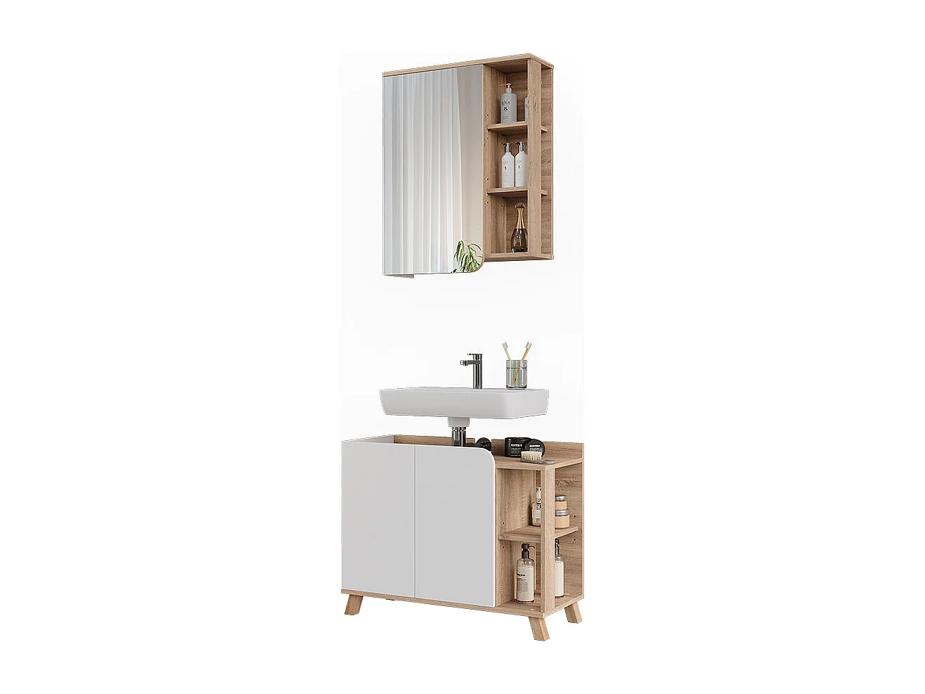 Meubles bain sonoma/blanc 80x35x65 karen