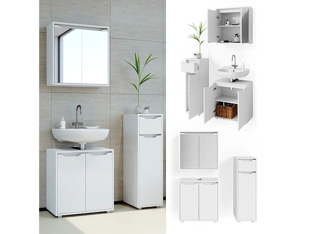 Set mobili bagno bianco 60x30x62 ruben