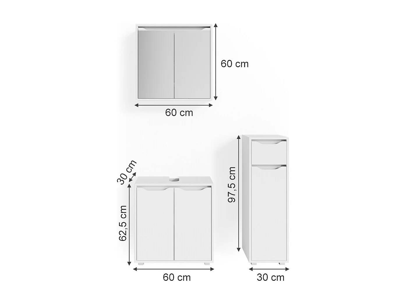 Meubles bain blanc 60x30x62 ruben