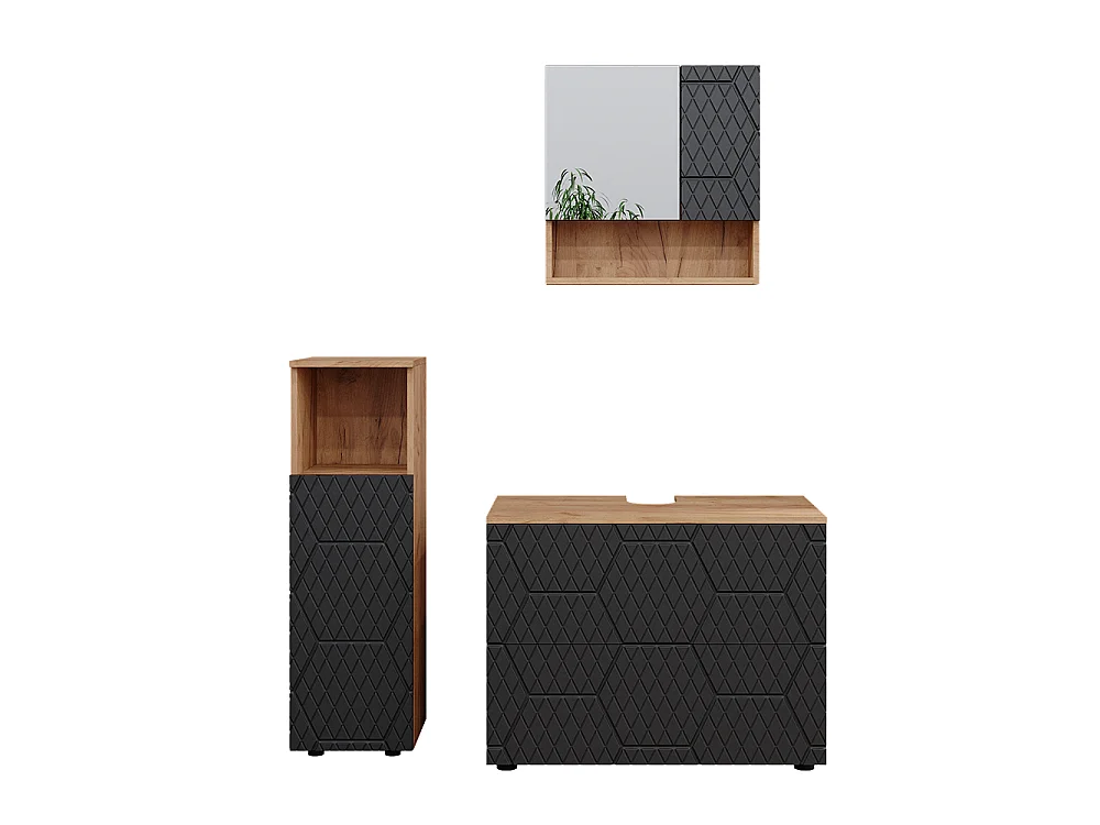 Badmöbel-Set anthrazit mit wabenstruktur 80x41x58.6 irma
