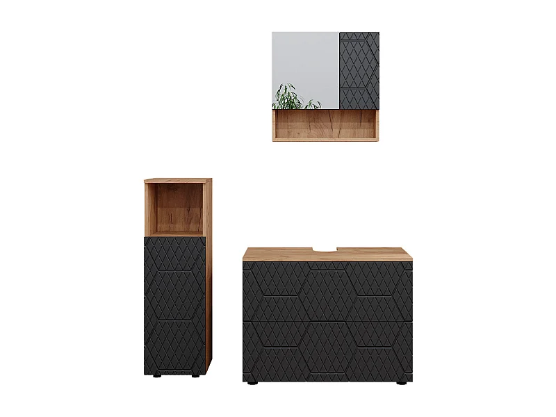 Badmöbel-Set anthrazit mit wabenstruktur 80x41x58.6 irma