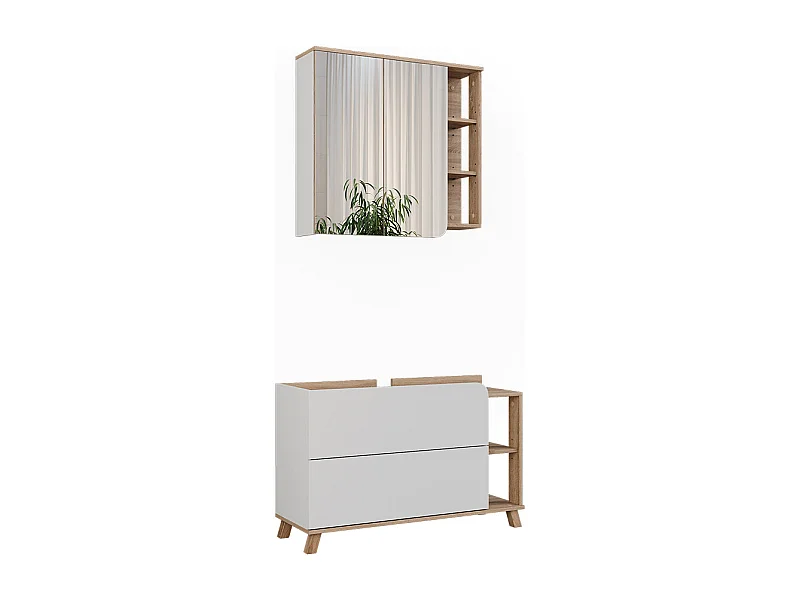 Set di mobili da bagno sonoma/bianco 100x35x65 karen