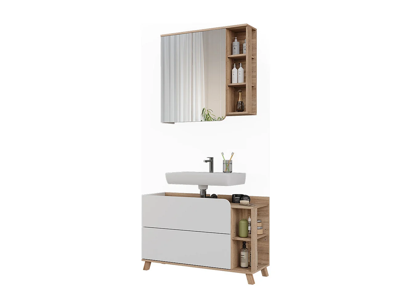 Meubles bain sonoma/blanc 100x35x65 karen