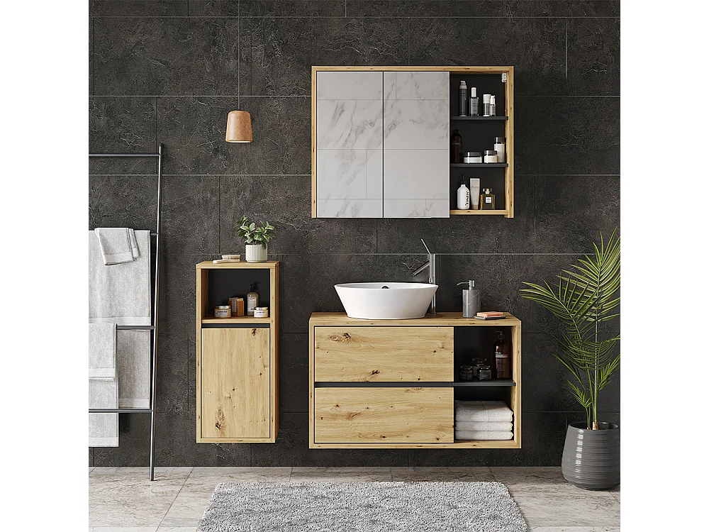 Set mobili bagno rovere artigianale 60x45x100 viola