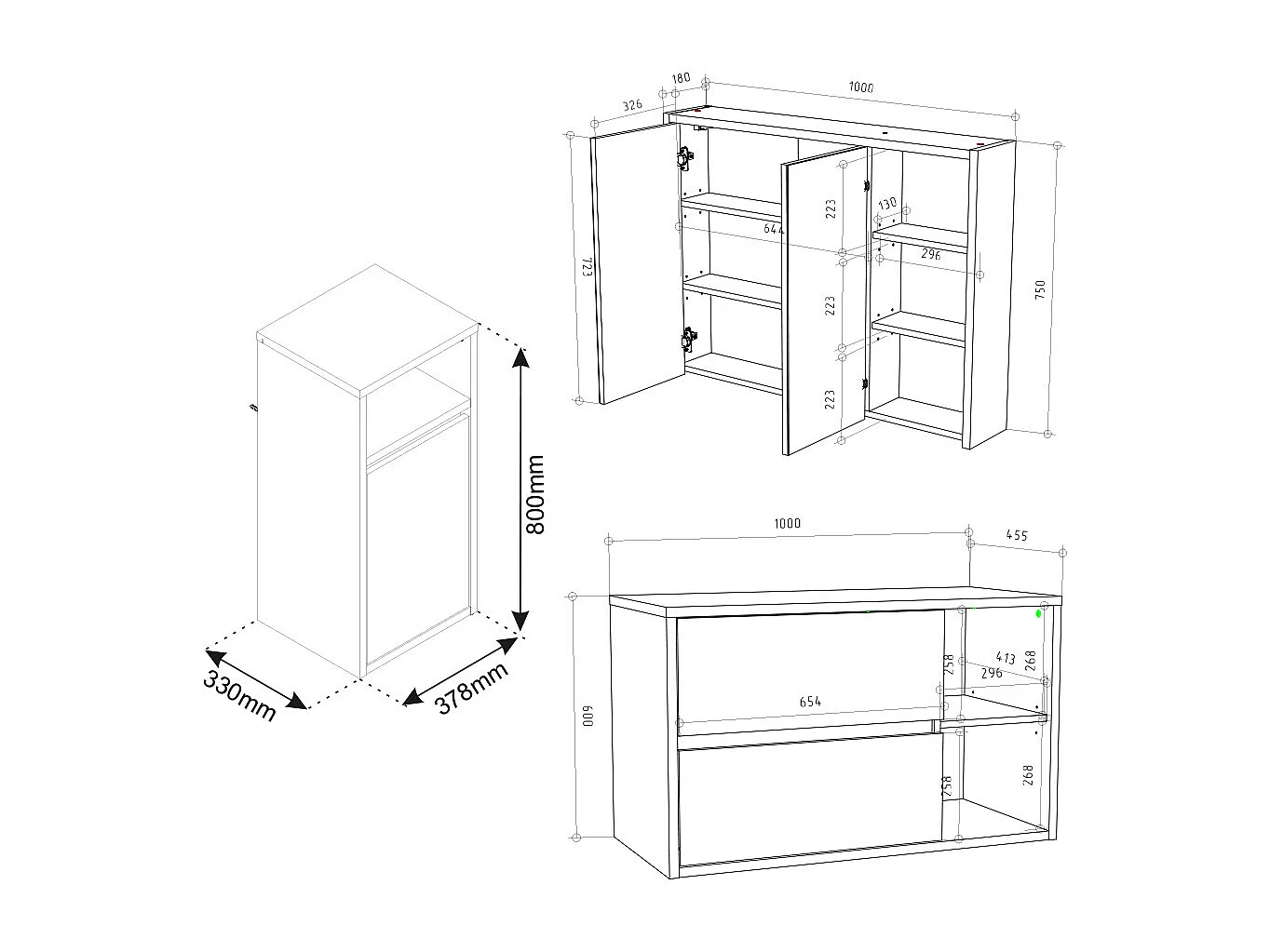 Meubles bain chêne artisan 60x45x100 viola