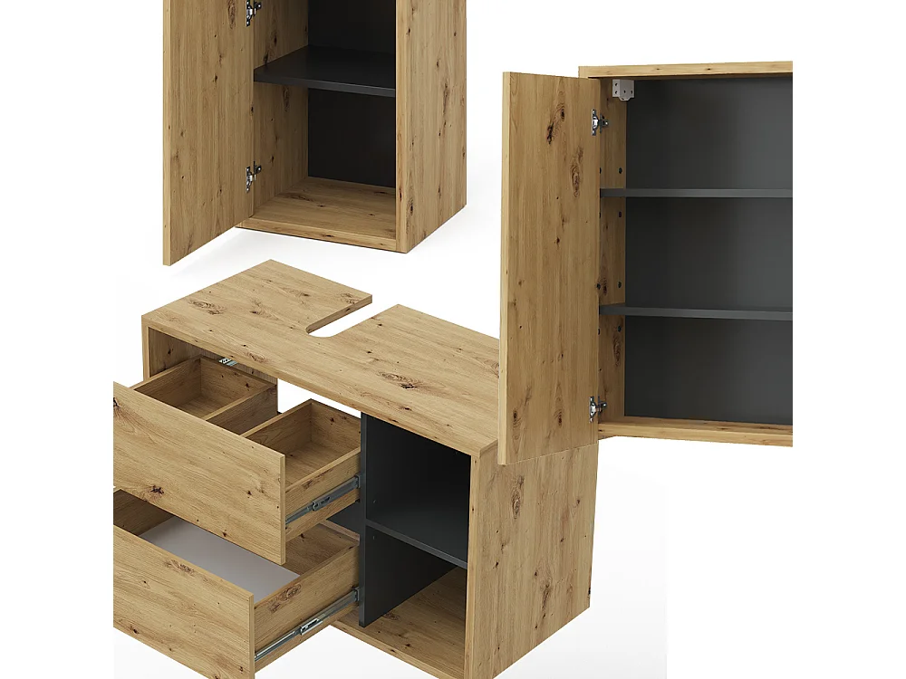 Meubles bain chêne artisan 60x45x100 viola