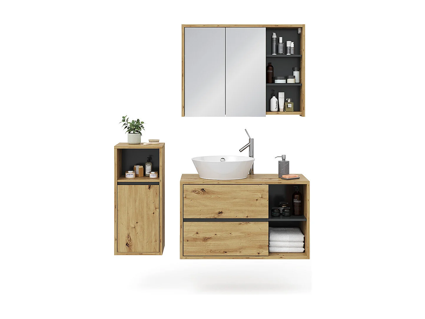 Meubles bain chêne artisan 60x45x100 viola