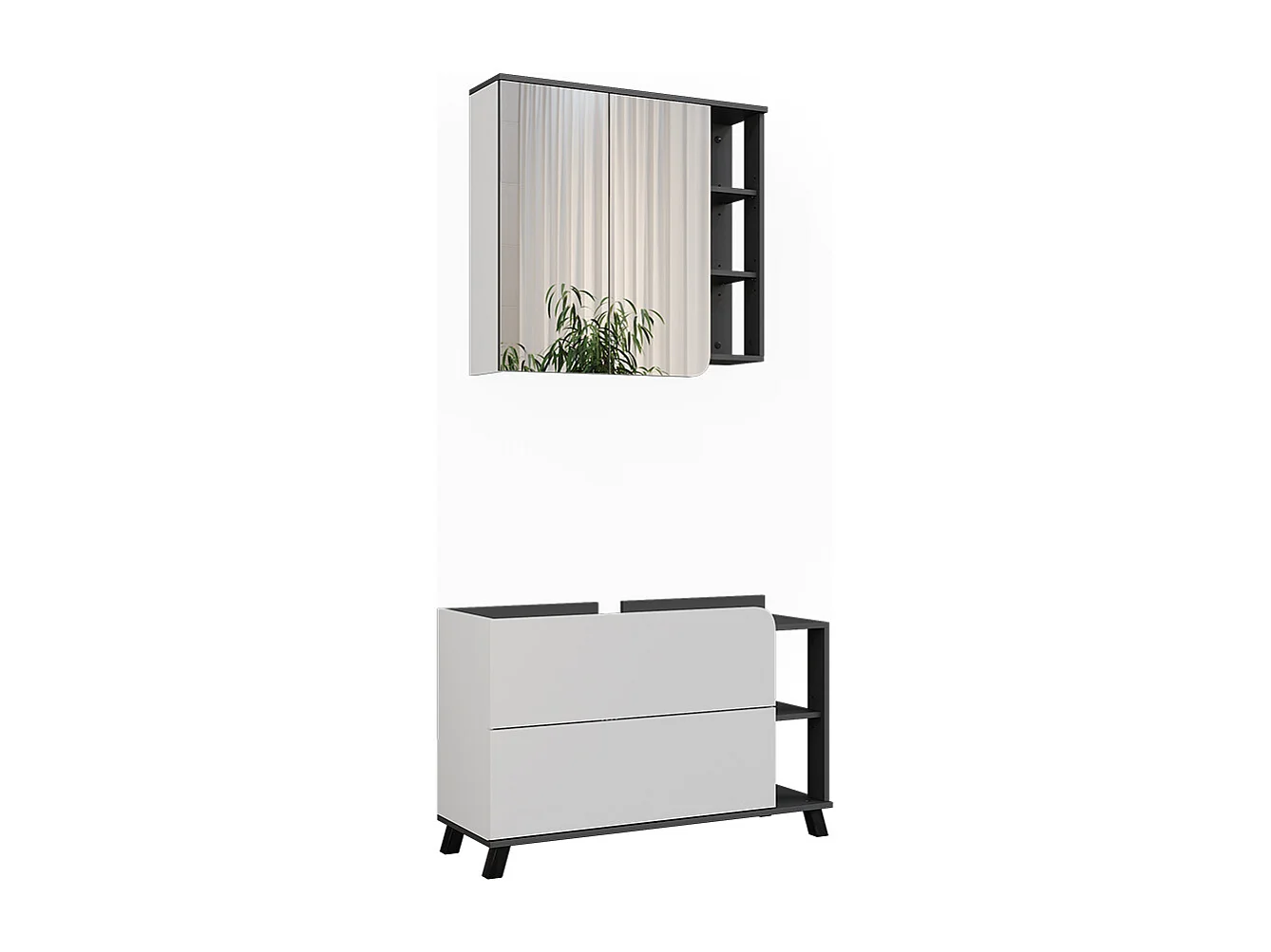 Conjunto de muebles de baño antracita/blanco 100x35x65 karen