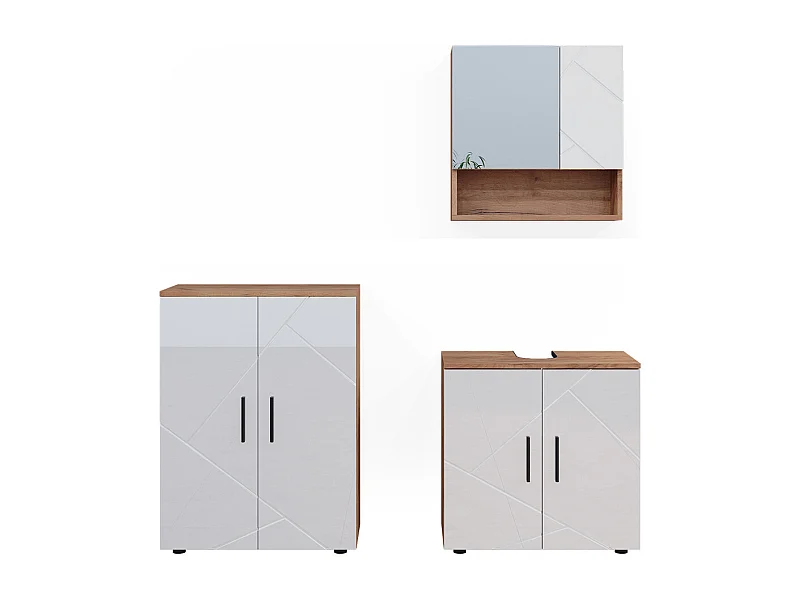 Set di mobili da bagno bianco lucido/oro power oak 80x41x58.6 irma