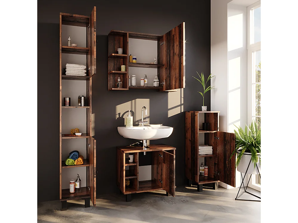 Meubles bain chêne rustique 60x32x54 fynn