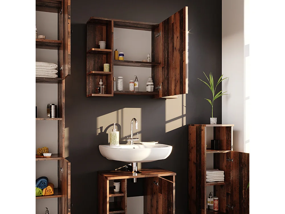 Meubles bain chêne rustique 60x32x54 fynn