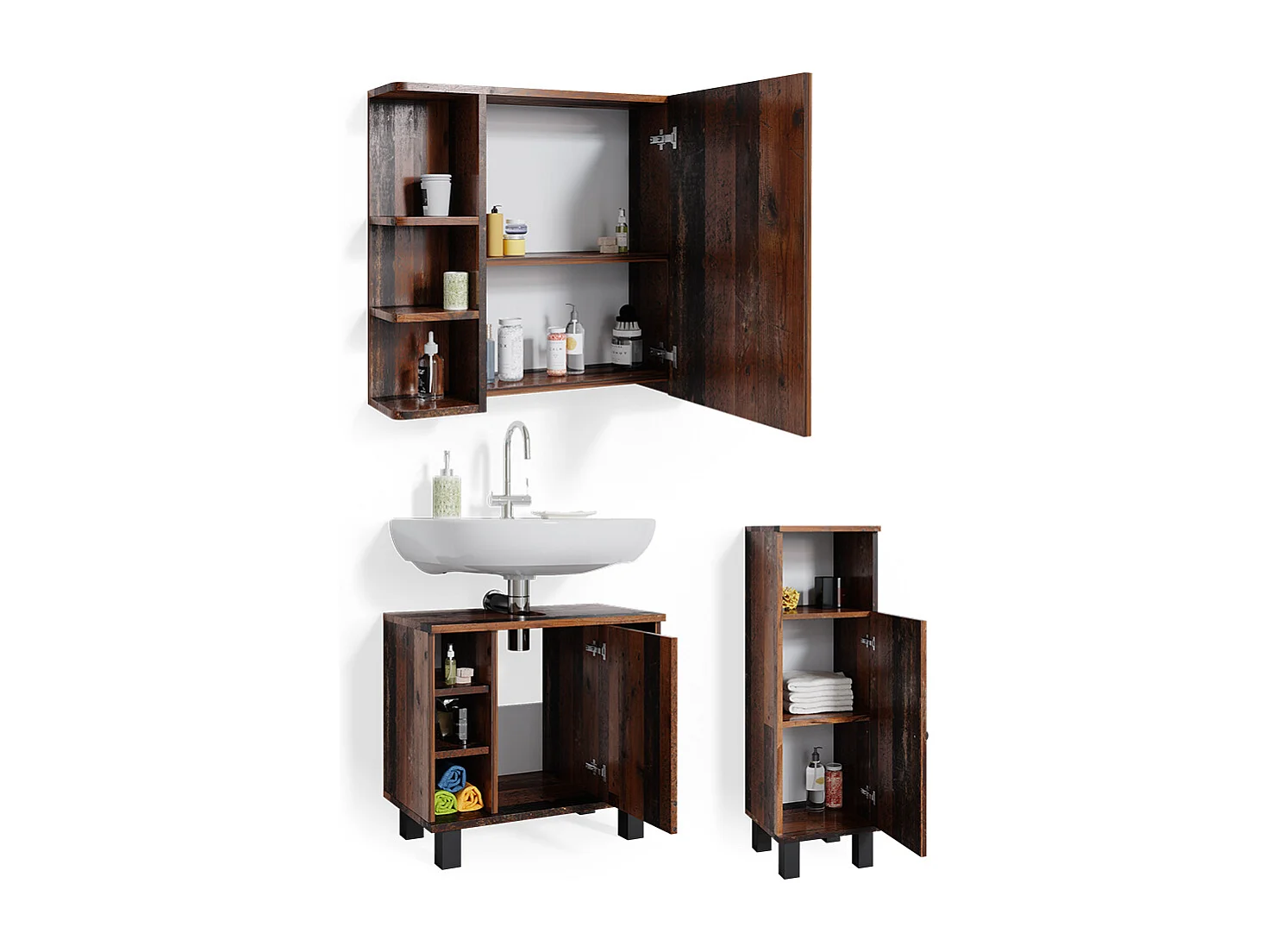 Meubles bain chêne rustique 60x32x54 fynn