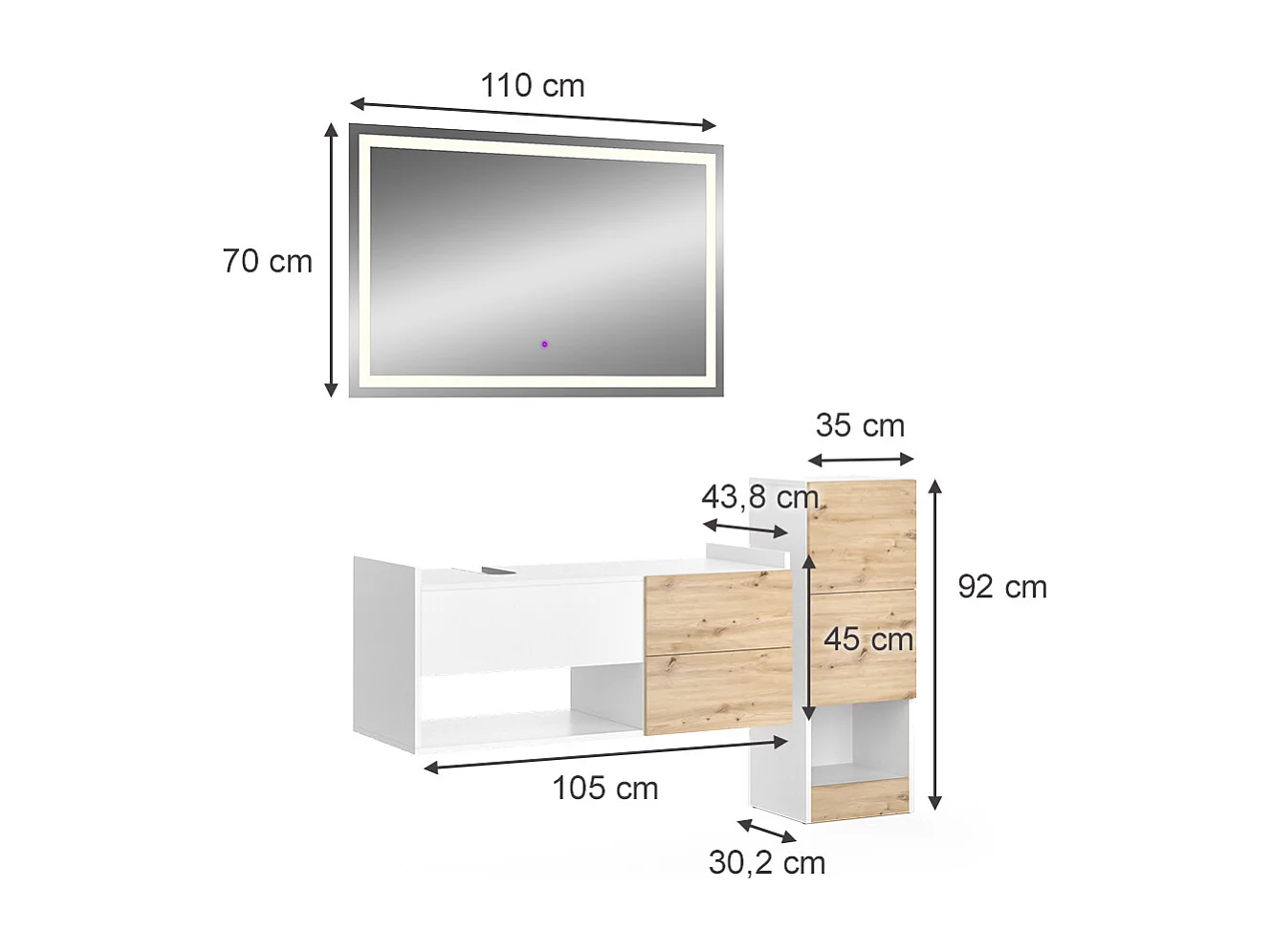 Badmöbel-Set weiß 105x43x45 alf