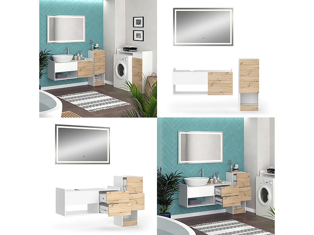 Meubles bain blanc 105x43x45 alf