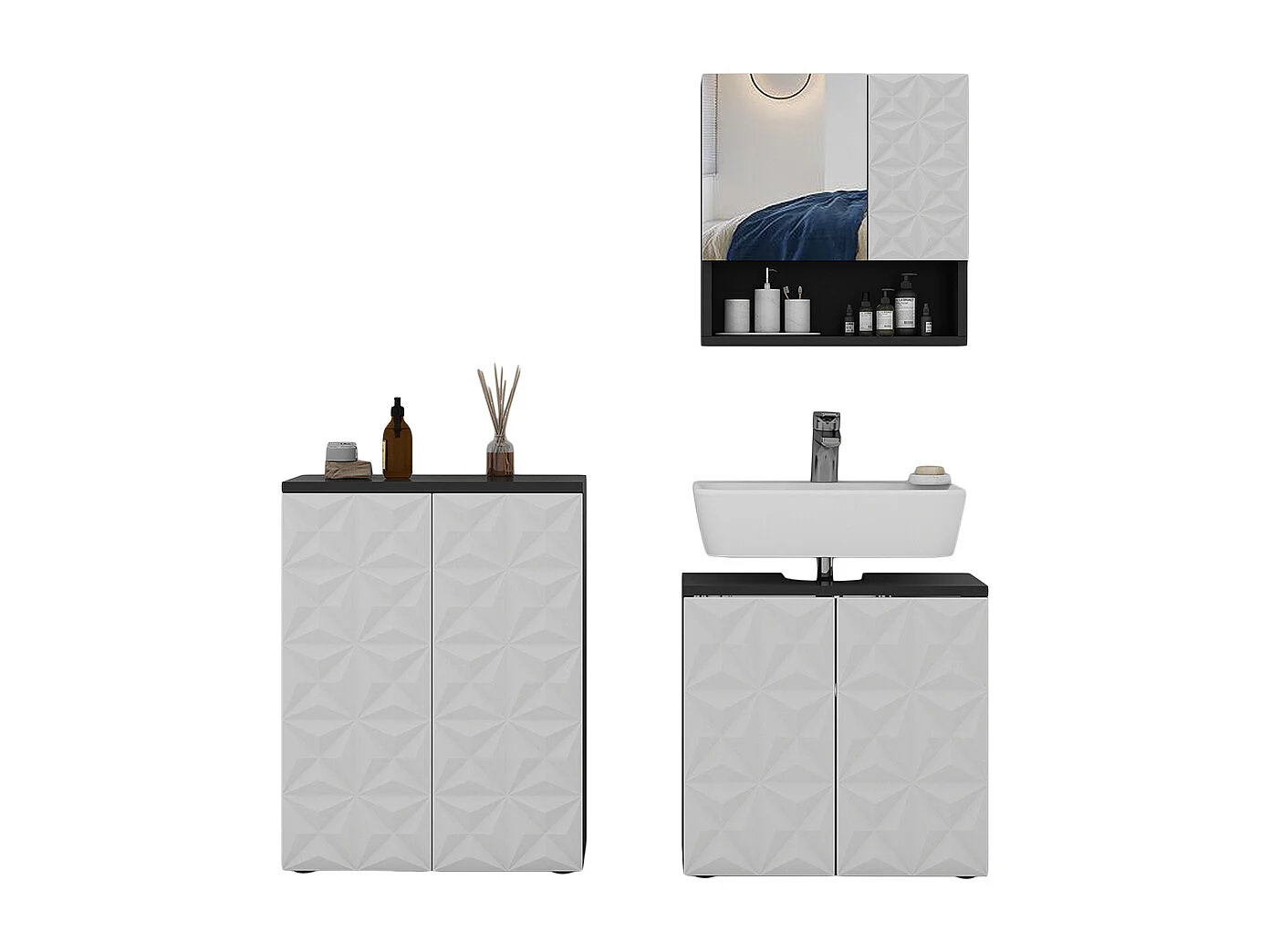 Set di mobili da bagno nero 60x30x79 edge