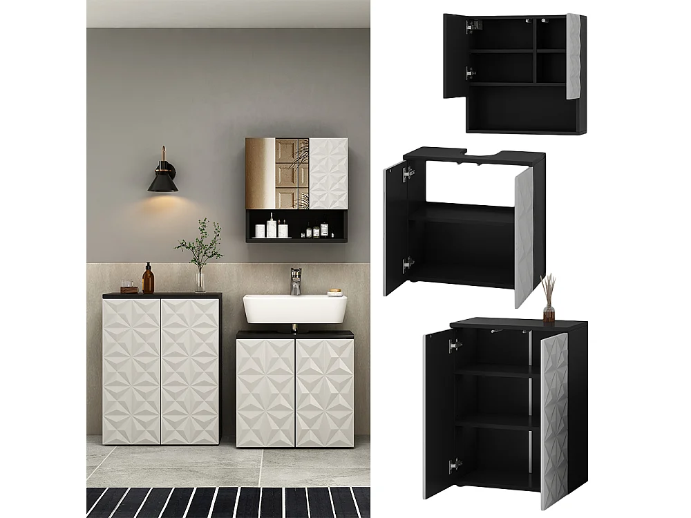 Set di mobili da bagno nero 60x30x79 edge