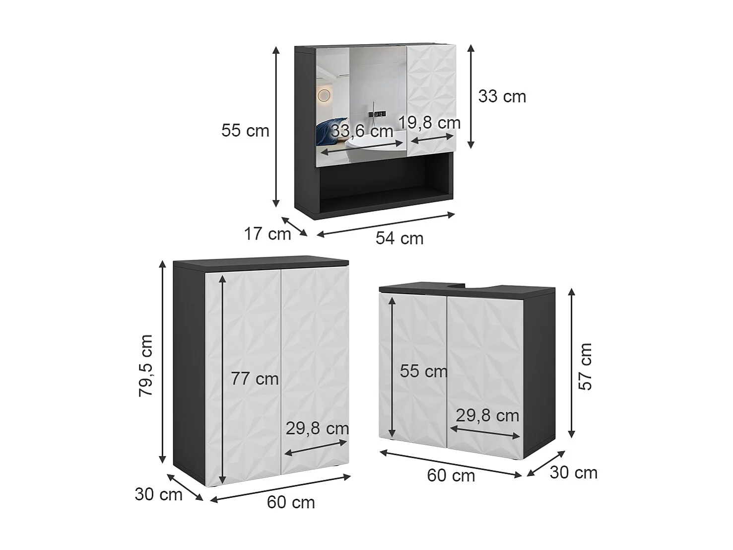 Meubles bain noir 60x30x79 edge