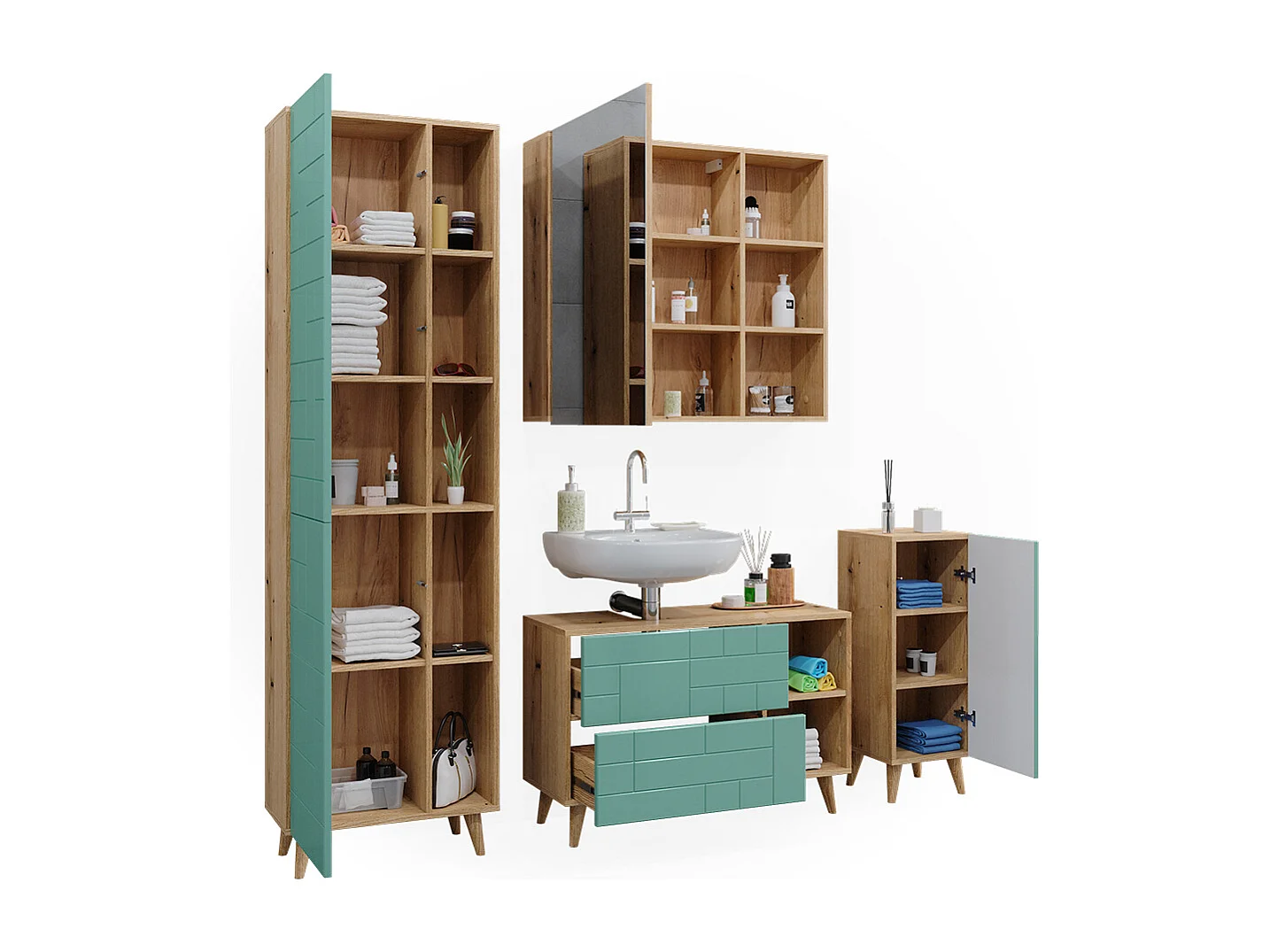 Badmöbel-Set mintgrün 90x32x59 rudi