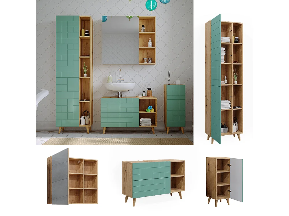 Meubles bain vert menthe 90x32x59 rudi