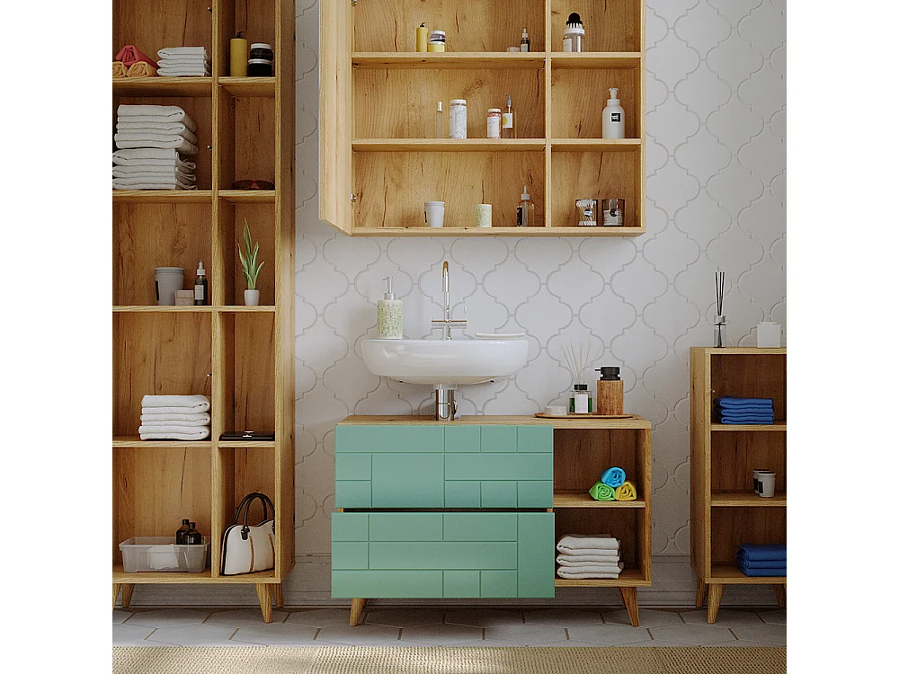 Meubles bain vert menthe 90x32x59 rudi