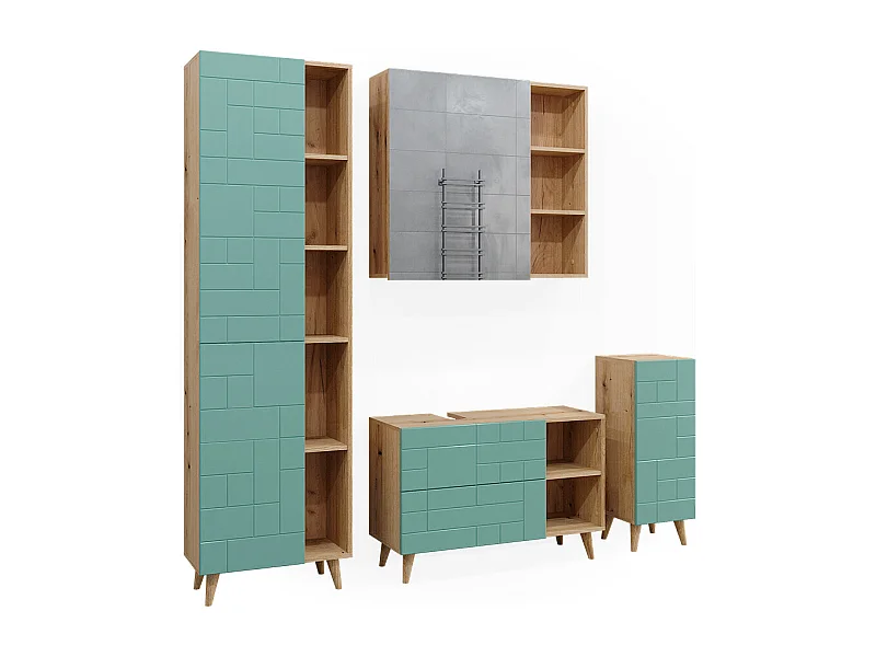 Meubles bain vert menthe 90x32x59 rudi