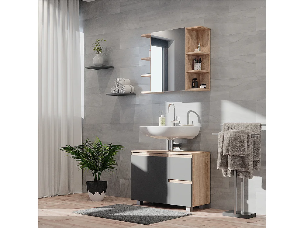 Badmöbel-Set sonoma 80x33x60 j-shape