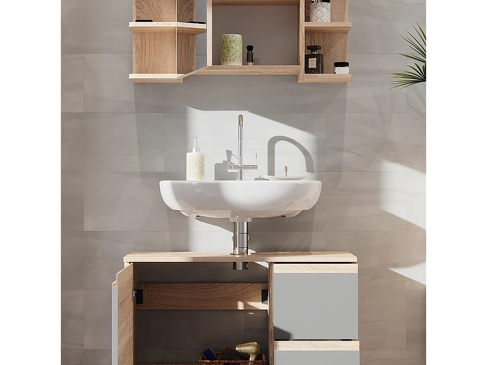 Badmöbel-Set sonoma 80x33x60 j-shape