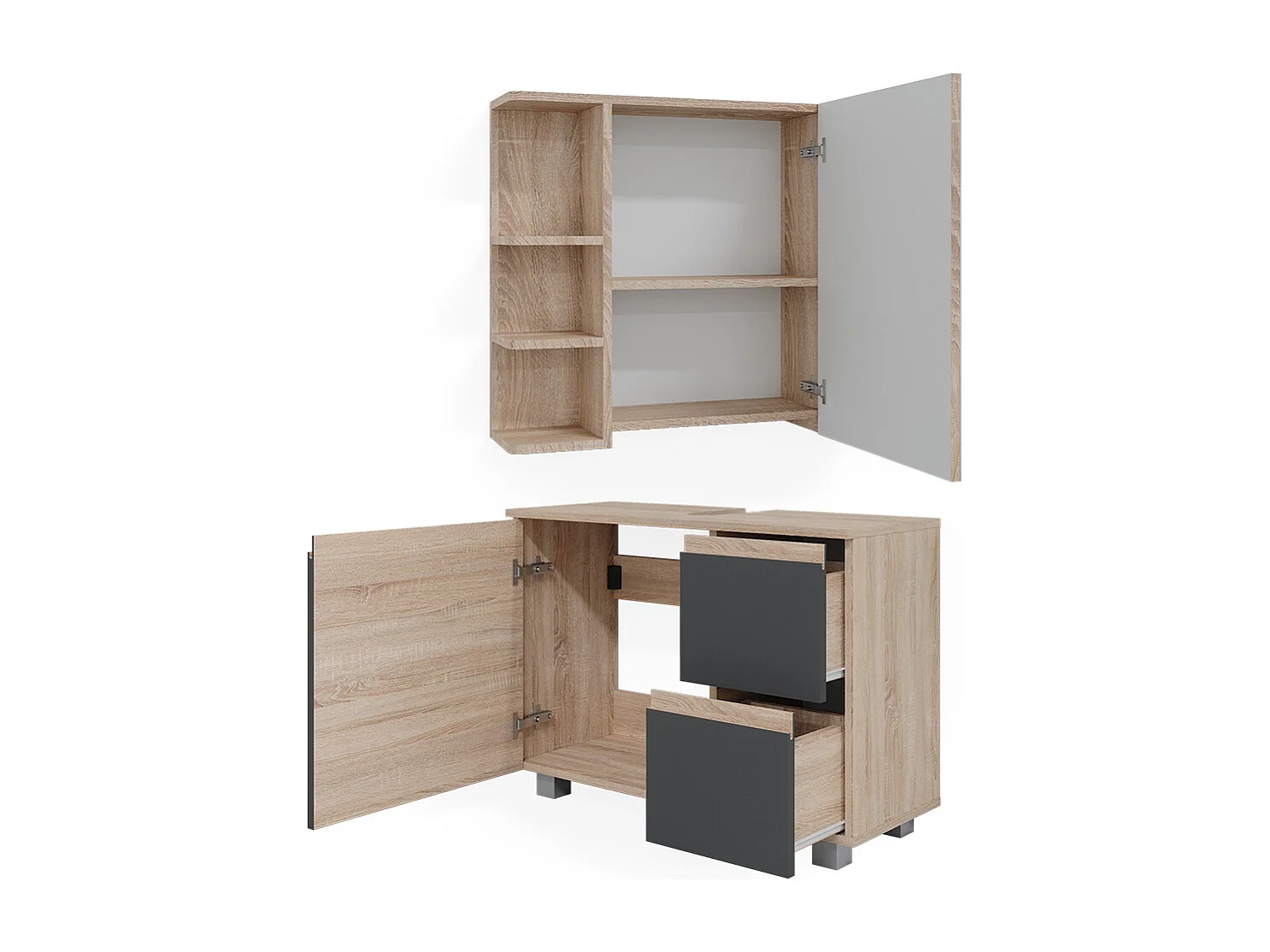 Badmöbel-Set sonoma 80x33x60 j-shape