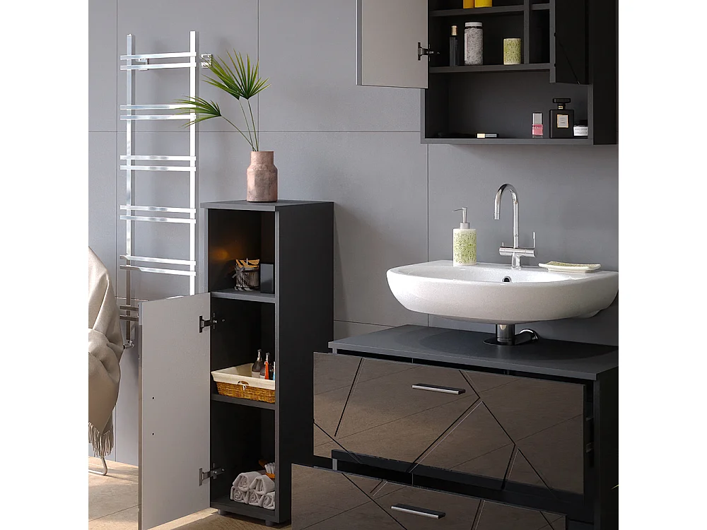 Conjunto de muebles de baño antracita alto brillo 80x41x58.6 irma