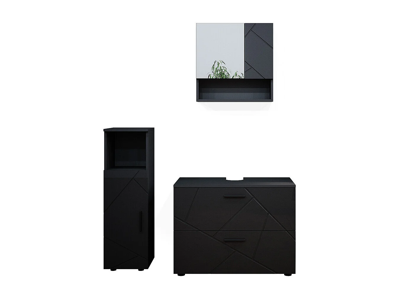 Meubles bain anthracite haute brillance 80x41x58.6 irma