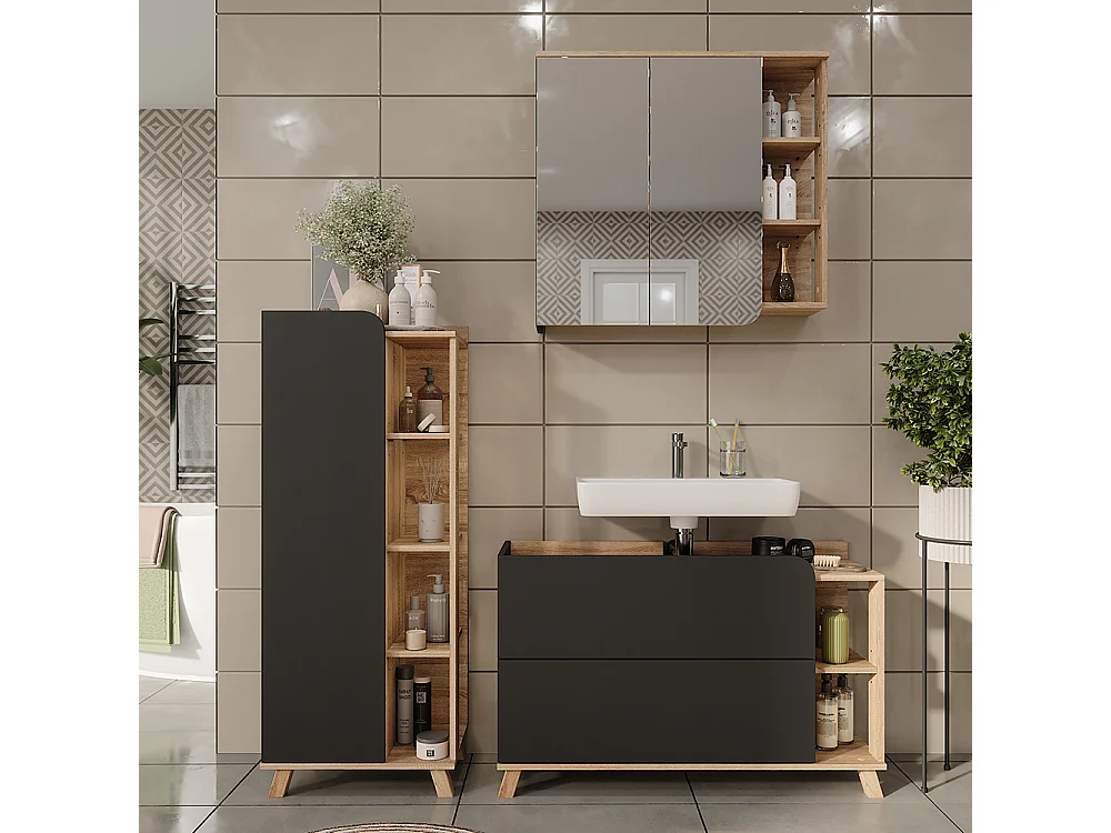 Meubles bain sonoma/anthracite 100x35x65 karen