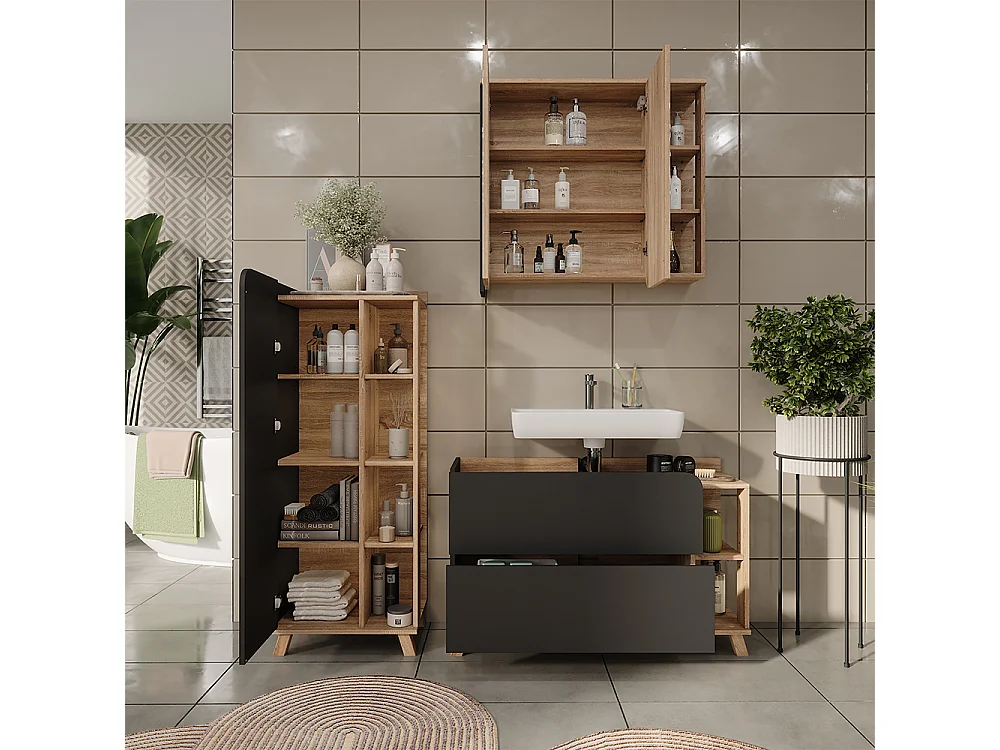 Meubles bain sonoma/anthracite 100x35x65 karen