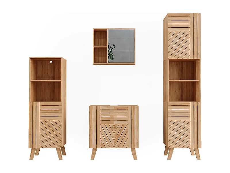 Set di mobili da bagno bambù 60x36x65 lucie