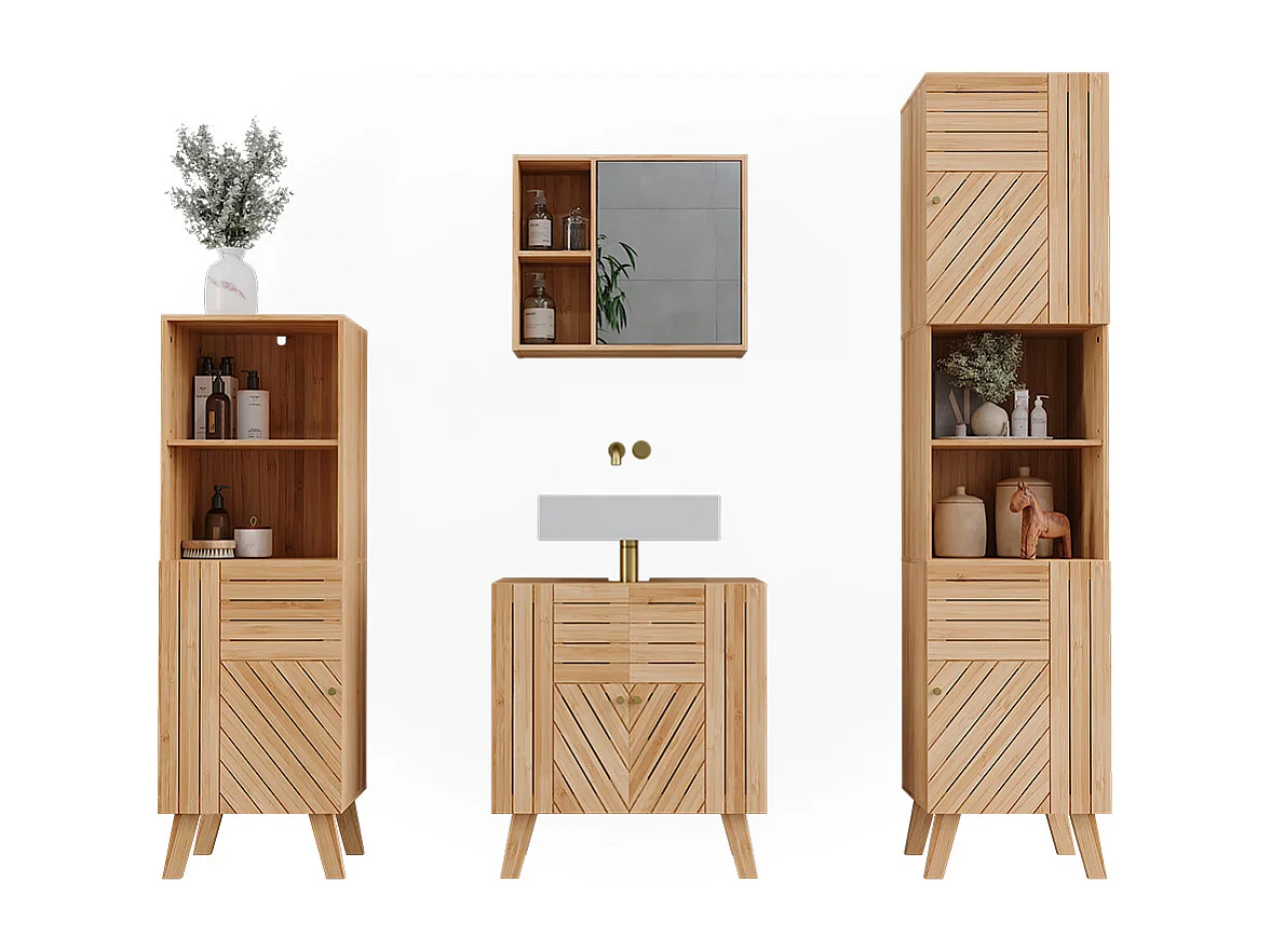 Set di mobili da bagno bambù 60x36x65 lucie