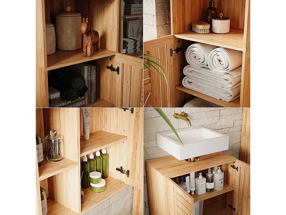 Ensemble de meubles de salle de bains bambou 60x36x65 lucie