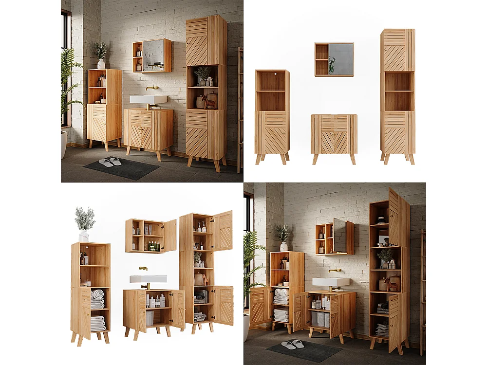 Ensemble de meubles de salle de bains bambou 60x36x65 lucie