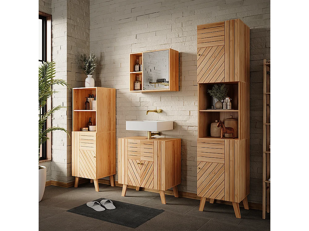 Ensemble de meubles de salle de bains bambou 60x36x65 lucie