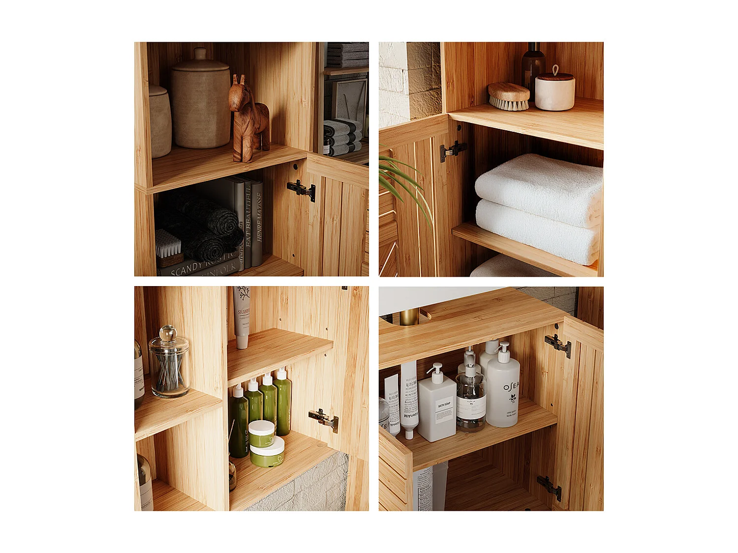 Ensemble de meubles de salle de bains bambou 60x36x65 lucie