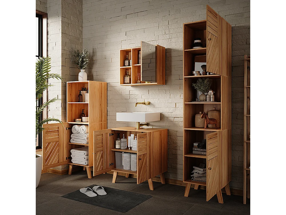 Ensemble de meubles de salle de bains bambou 60x36x65 lucie