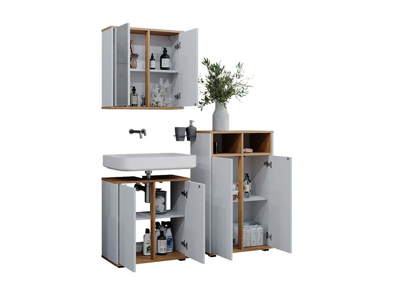 Set mobili bagno bianco/artisan 60x30x62 didi