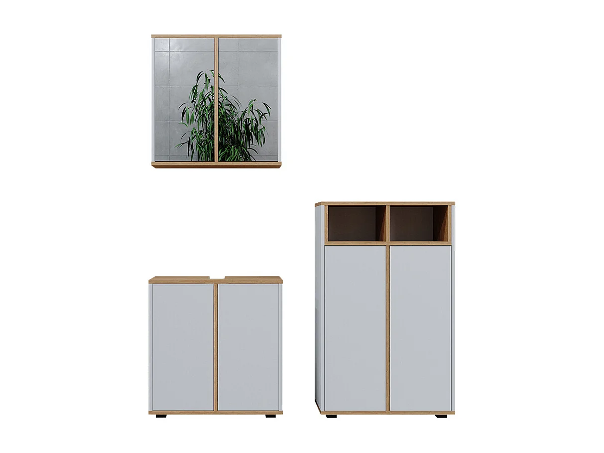 Ensemble meubles bain blanc/artisan 60x30x62 didi