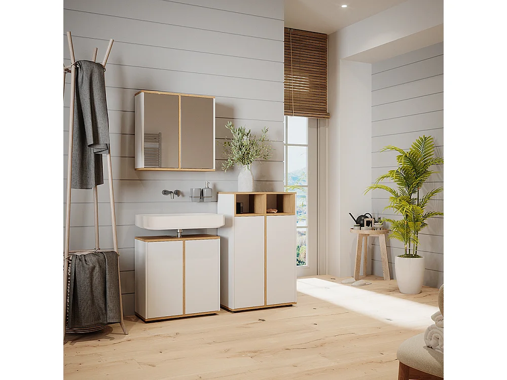 Ensemble meubles bain blanc/artisan 60x30x62 didi