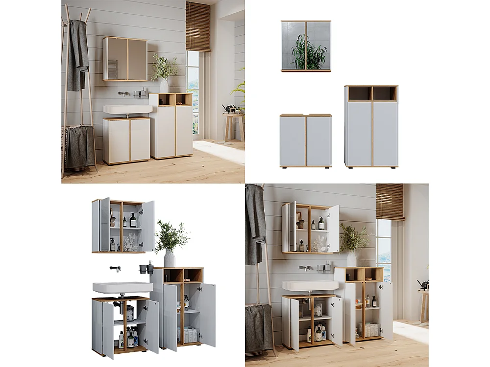 Ensemble meubles bain blanc/artisan 60x30x62 didi