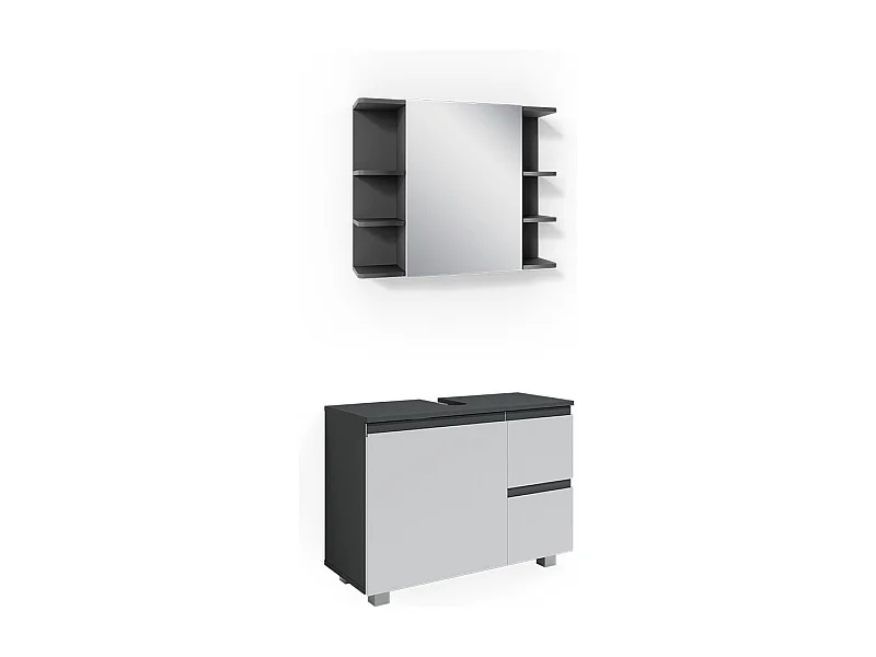 Set mobili bagno antracite 80x33x60 j-shape
